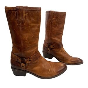 Frye Harness 12R Cognac Leather Biker Boots Mens Size 11 B 3470105 COG